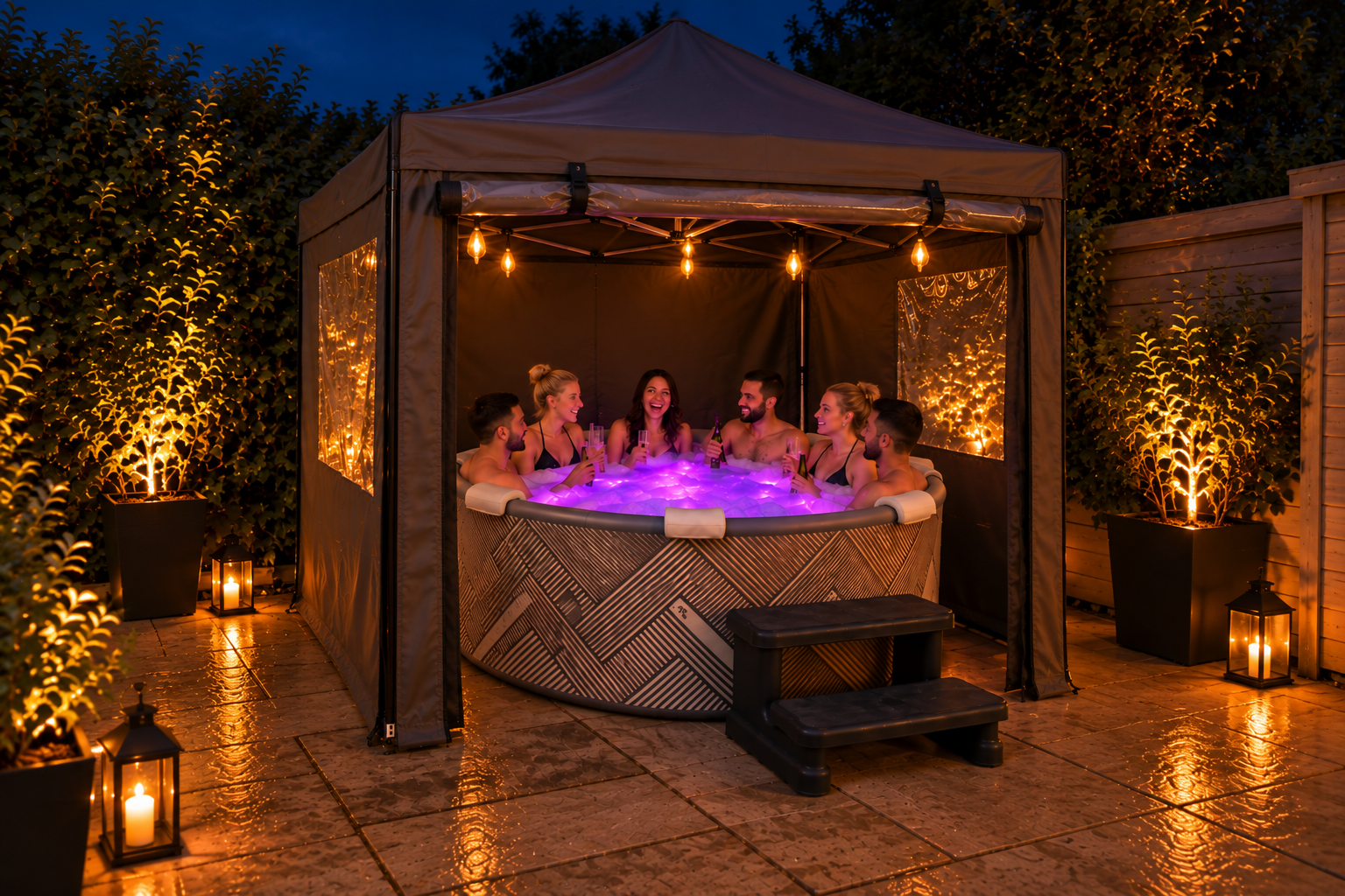 Happytubs hot tub hire with a gazebo