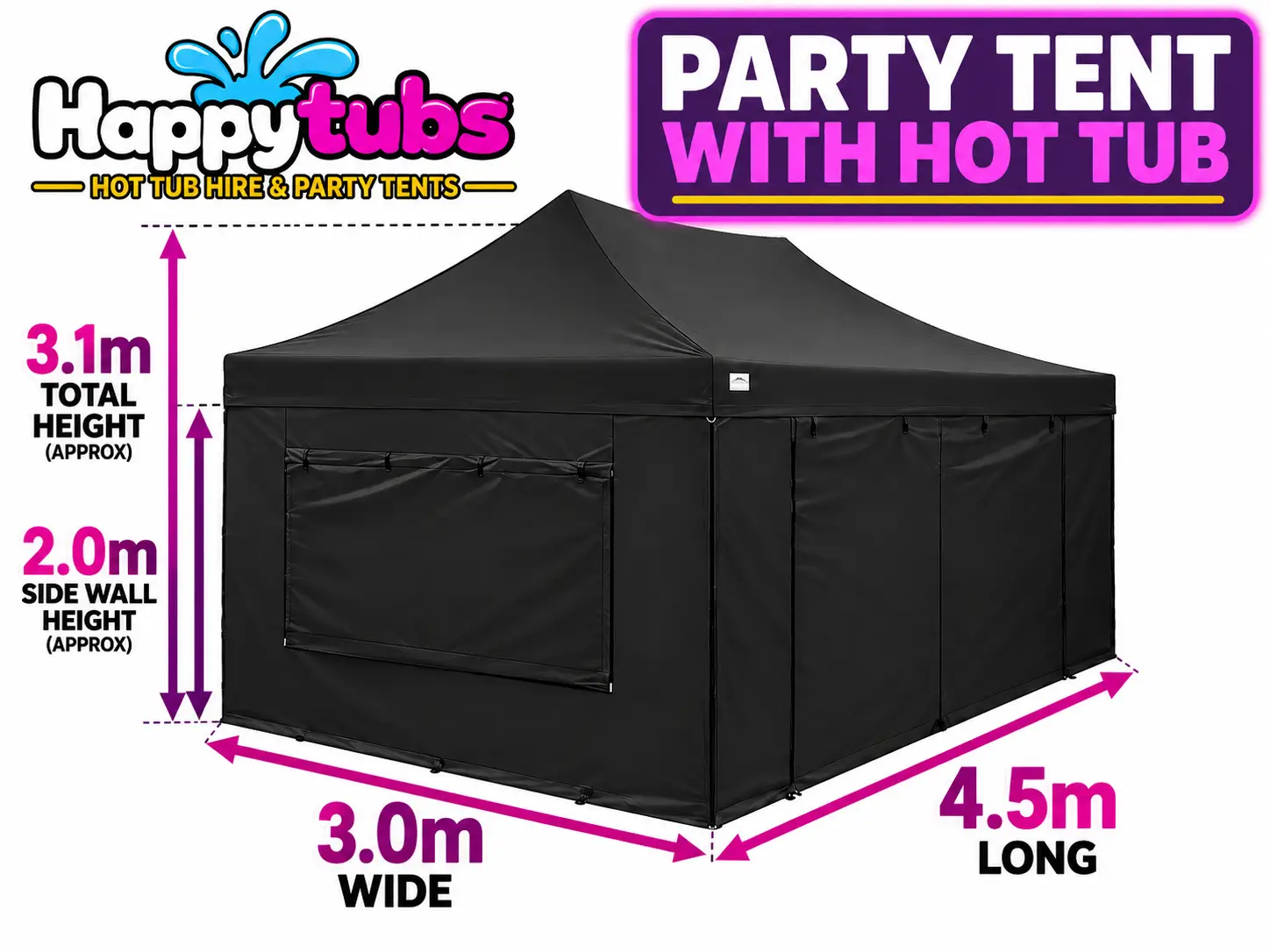 party tent with hot tub
